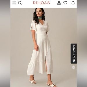 The Solid High Waisted Split Maxi Dress White XL Bridal events dress